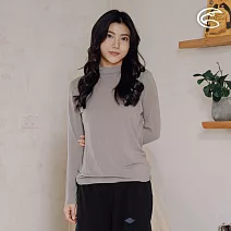 ADISI 女美麗諾混紡羊毛高領彈性保暖衣 AU2521004 (S-XL)｜吸濕 透氣 抗臭 抑菌 抗靜電 內著衣 S 灰棕