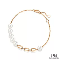 【點睛品】Daily Luxe 珍珠環扣 18K玫瑰金鑽石手鍊