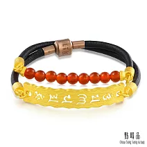 【點睛品】六字大明咒 紅瑪瑙 黃金手環／手鍊 38cm
