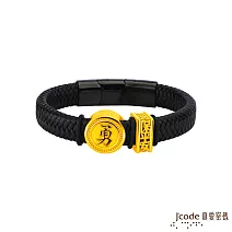 J’code真愛密碼金飾 白沙屯 勇保平安硬金編織男手鍊-圓款