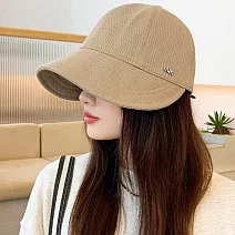 seoul show首爾秀 min字母格紋挺版束口棒球帽四季漁夫帽防曬遮陽帽  卡其