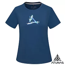 【ATUNAS 歐都納】女款排汗透氣短袖T恤/圖T/大尺碼 A8TS2528W- S 靛藍