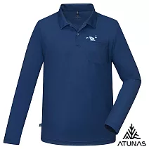 【ATUNAS 歐都納】50週年限定款 男款透氣抑菌抗臭長袖排汗POLO衫/大尺碼 A6PS2525M- M 深藍