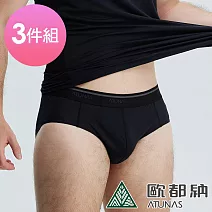 【ATUNAS 歐都納】男款零著感抑菌三角內褲(三件一組)A1UCCC06M3- M 黑