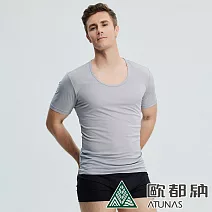 【ATUNAS 歐都納】男款零著感抑菌短袖U領內著/內衣A1UCCC01M- M 灰