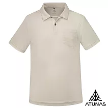 【ATUNAS 歐都納】男款款循環ATUNAS-TEX吸濕排汗短袖POLO衫/大尺碼A2PS2532MC- M 灰米
