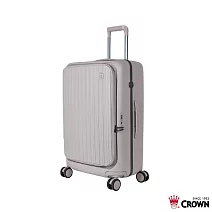 【CROWN 皇冠】BOXY 26吋 前開式防盜拉鍊/ 鋁框拉桿箱- 燕麥奶茶色
