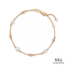 【點睛品】Daily Luxe 滿天星鑽 18K玫瑰金鑽石珍珠手鍊