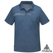 【ATUNAS 歐都納】男款循環酷涼節能抑菌短袖POLO衫/大尺碼A1PS2510MC- M 麻花靛藍