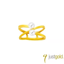 【Just Gold 鎮金店】鎏光．流線 Infinity Luxe 黃金戒指 港圍 10  金色