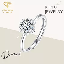 【CF鑽飾】女戒《雪花星芒》莫桑鑽1克拉鑽戒 純銀戒指