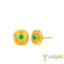 【Just Gold 鎮金店】翠金方華 黃金耳環 (網路限定)