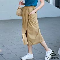 【ATUNAS 歐都納】女款工裝長褲裙A2PA2530W- M 卡其