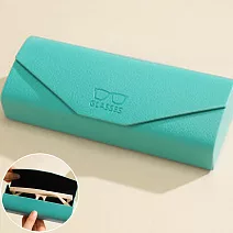 seoul show首爾秀 信封荔枝紋皮質全鐵硬殼防壓墨鏡老花近視太陽眼鏡盒  薄荷綠