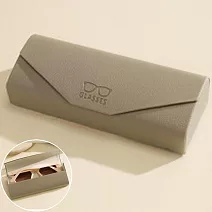 seoul show首爾秀 信封荔枝紋皮質全鐵硬殼防壓墨鏡老花近視太陽眼鏡盒  駝色灰