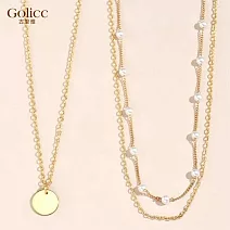 【Gulicc】項鍊 小金圓 多層次珍珠鎖骨鍊 (珍珠款)