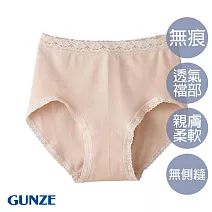 【日本GUNZE】中腰純棉蕾絲小褲 M 膚