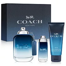 Coach 時尚藍調男性淡香水禮盒(淡香水100ml+淡香水15ml+沐浴精100ml)-贈隨機紙袋