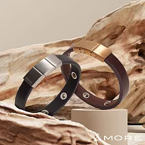&MORE愛迪莫 Urban 皮革健康鍺手環 (簡約款)-  摩卡金