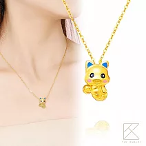 【TLH】黃金墜招財項鍊 純金999 金蛇報喜 約重0.08錢±0.03 貓耳蛇