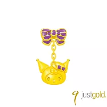 【Just Gold 鎮金店】酷洛米 Kuromi 復古野餐趣-蝴蝶結 黃金單耳耳環