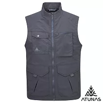【ATUNAS 歐都納】男女中性款多袋型輕量背心/釣魚背心/抗曬防潑水/大尺碼A1VEGZ01N- M 深灰