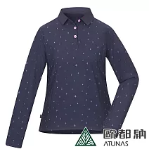 【ATUNAS 歐都納】女款ALL LOVE再生長袖POLO衫/防曬吸濕排汗/大尺碼/A1PS2520WR- S 暗藍