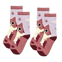 英國【Hugger】舒適中筒成人襪子 - 貓咪 (22-28cm) 兩雙
