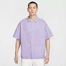 NIKE AS M NL LINEN SS BTTNDWN SASH 男短袖襯衫-HJ2982515 L 紫色