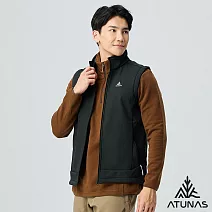 【ATUNAS 歐都納】男款SOFTSHELL刷毛防風防潑水保暖背心式外套A6VE2501M-大尺碼 XL 黑