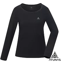 【ATUNAS 歐都納】女款石墨烯抑菌蓄熱圓領內著衣/大尺碼A1UCGZ05W- M 黑