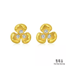 【點睛品】玉蘭花 鑽石黃金耳環 (一對)