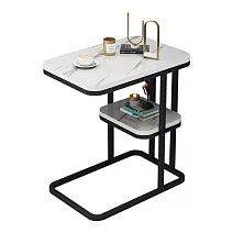 IDEA-現代輕奢雙層置物茶几/兩色可選 黑鐵+白石紋