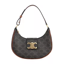 CELINE AVA TRIOMPHE 帆布小牛皮中款肩背包 (棕褐色)