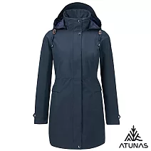 【ATUNAS 歐都納】女款GORE-TEX防水透氣+保暖羽絨二件式中長版風衣外套/大尺碼A1GT2514W- S 藍黑