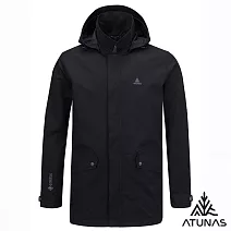 【ATUNAS 歐都納】男款GORE-TEX防水透氣+保暖羽絨二件式中長版風衣外套/大尺碼A1GT2513M- M 黑