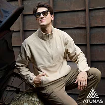 【ATUNAS 歐都納】男款SOLAR-FLEECE保暖刷毛長袖拉鍊衫/立領衫/POLO衫/大尺碼A1PS2558M- M 卡其