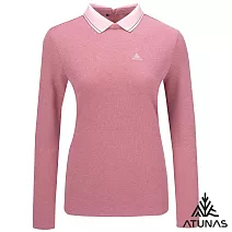 【ATUNAS 歐都納】女款羊毛長袖POLO衫/透氣排汗/大尺碼A1PS2553W- M 灰粉