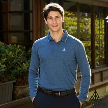 【ATUNAS 歐都納】男款羊毛長袖POLO衫/排汗透氣/大尺碼A1PS2552M- M 靛藍