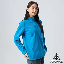 【ATUNAS 歐都納】女款POLARTEC THERMAL PRO透氣快乾保暖長袖拉鍊立領杉/POLO衫/大尺碼A1PS2523W- S 蔚藍