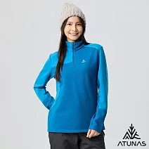 【ATUNAS 歐都納】女款POLARTEC THERMAL PRO透氣快乾保暖長袖拉鍊立領杉/POLO衫/大尺碼A1PS2524W- S 海藍