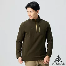 【ATUNAS 歐都納】男款POLARTEC THERMAL PRO透氣快乾保暖長袖拉鍊立領杉/POLO衫/大尺碼A1PS2521M- M 深橄綠