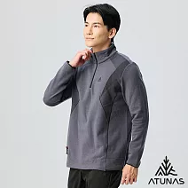【ATUNAS 歐都納】男款POLARTEC THERMAL PRO透氣快乾保暖長袖拉鍊立領杉/POLO衫/大尺碼A1PS2522M- M 深灰