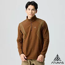 【ATUNAS 歐都納】男款POLARTEC THERMAL PRO透氣快乾保暖長袖拉鍊立領杉/POLO衫/大尺碼A1PS2522M- M 深棕