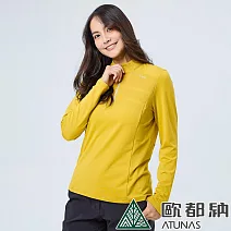 【ATUNAS 歐都納】女款SOLAR-FLEECE薄刷毛長袖立領拉鍊衫/POLO衫/大尺碼A1PS2338W- XL 黃褐