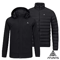 【ATUNAS 歐都納】男款防水2IN1+羽絨兩件式外套/大尺碼A1GA2533M*- M 黑