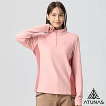 【ATUNAS 歐都納】女款經典保暖拉鍊衫/立領衫/POLO衫/大尺碼A8PS2569W- M 淺粉/深粉