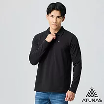 【ATUNAS 歐都納】男款循環長袖排汗POLO衫/大尺碼A8PS2566MC- M 黑