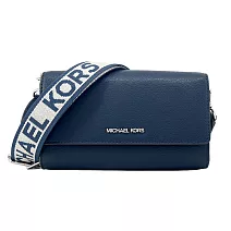 MICHAEL KORS JET SET ITEM織紋寬帶皮革翻蓋斜背包-(多色選) 深藍
