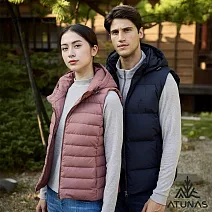 【ATUNAS 歐都納】女款保暖HEAT CORE蓄熱羽絨連帽背心/大尺碼A1VE2507W- S 鮭魚粉